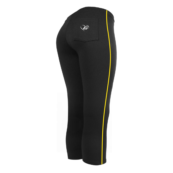 BELTLESS BLACK SOFTBALL PANTS WITH BRAID