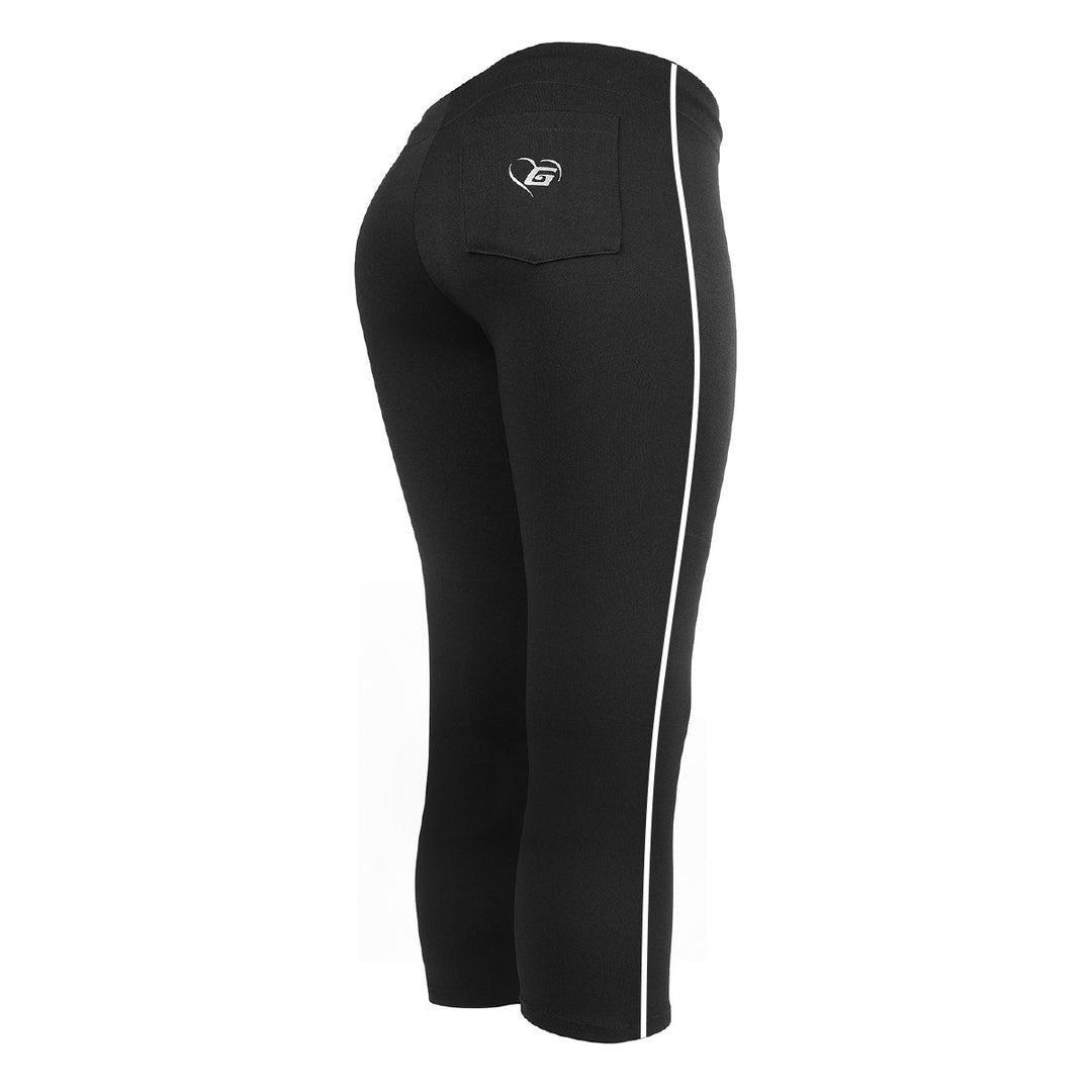 BELTLESS BLACK SOFTBALL PANTS WITH BRAID