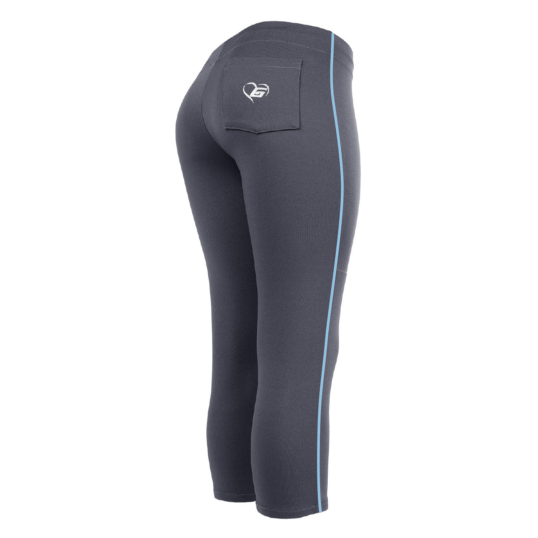 BELTLESS CHARCOAL SOFTBALL PANTS WITH BRAID