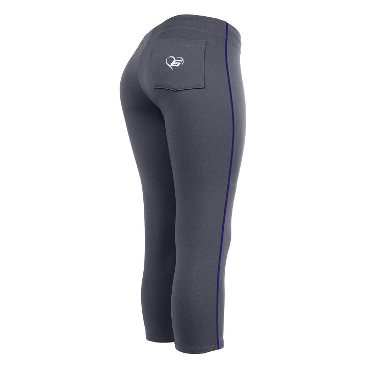 BELTLESS CHARCOAL SOFTBALL PANTS WITH BRAID