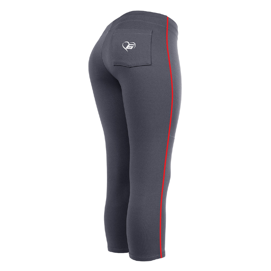 BELTLESS CHARCOAL SOFTBALL PANTS WITH BRAID