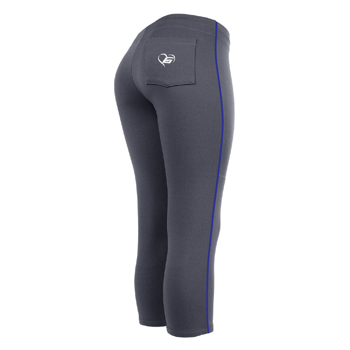 BELTLESS CHARCOAL SOFTBALL PANTS WITH BRAID