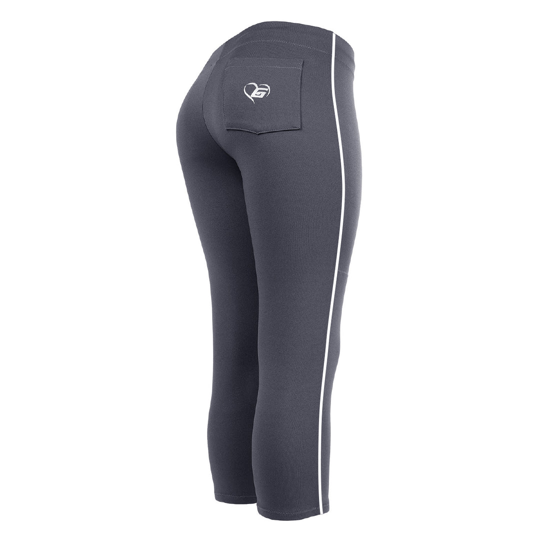 BELTLESS CHARCOAL SOFTBALL PANTS WITH BRAID