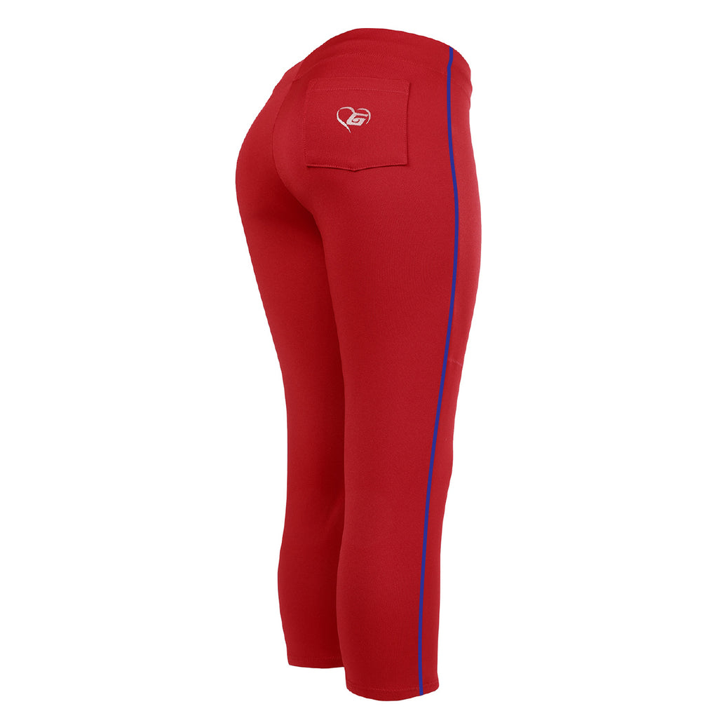 BELTLESS RED SOFTBALL PANTS WITH BRAID – TheGluv