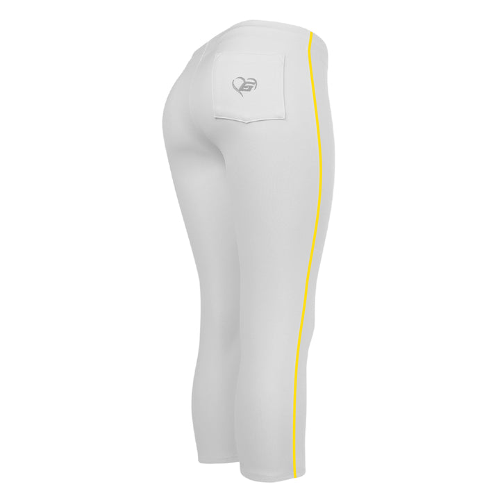 BELTLESS WHITE SOFTBALL PANTS WITH BRAID