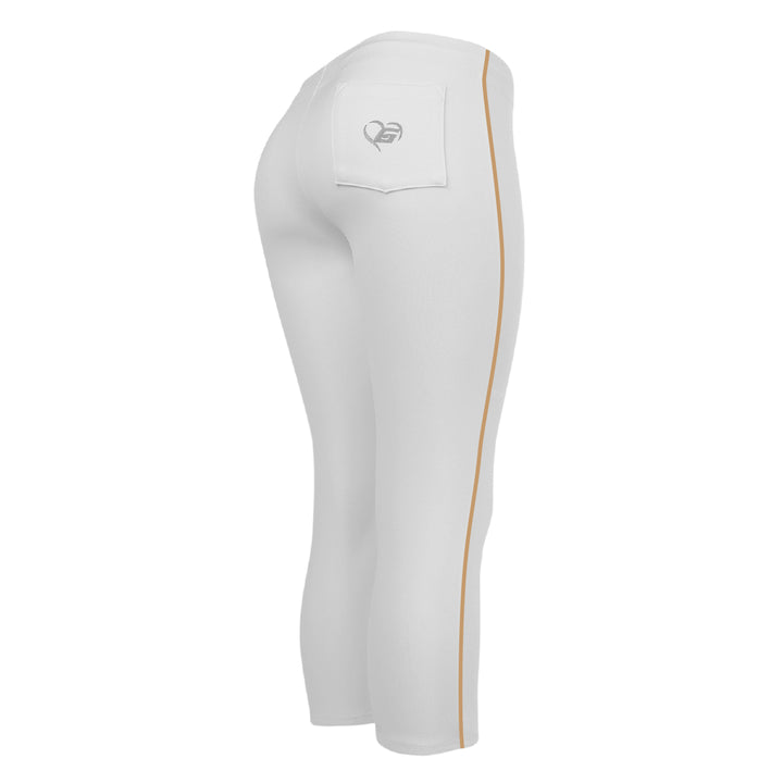 BELTLESS WHITE SOFTBALL PANTS WITH BRAID